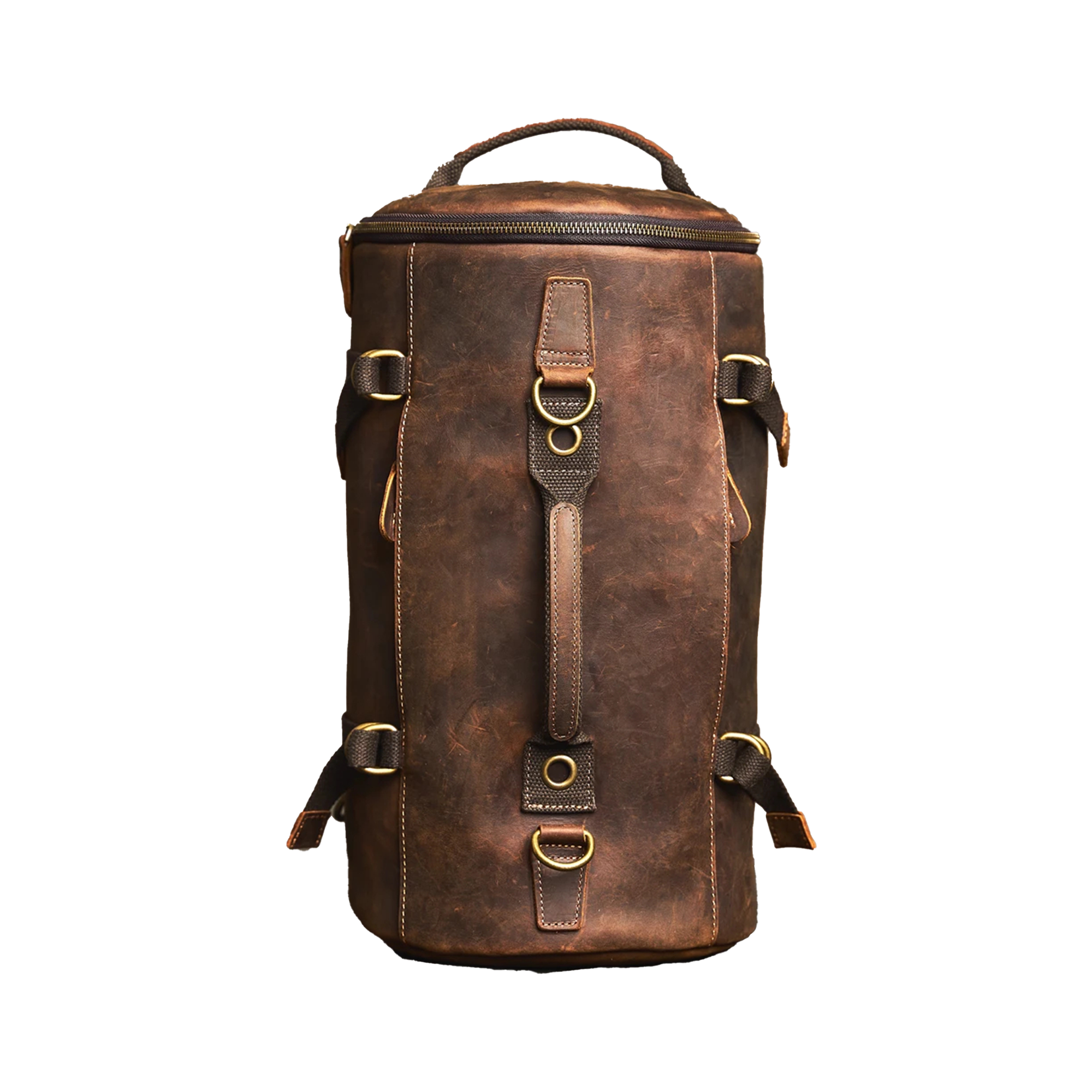 Travel Bag: Leather Vintage Coffee Duffle Bag