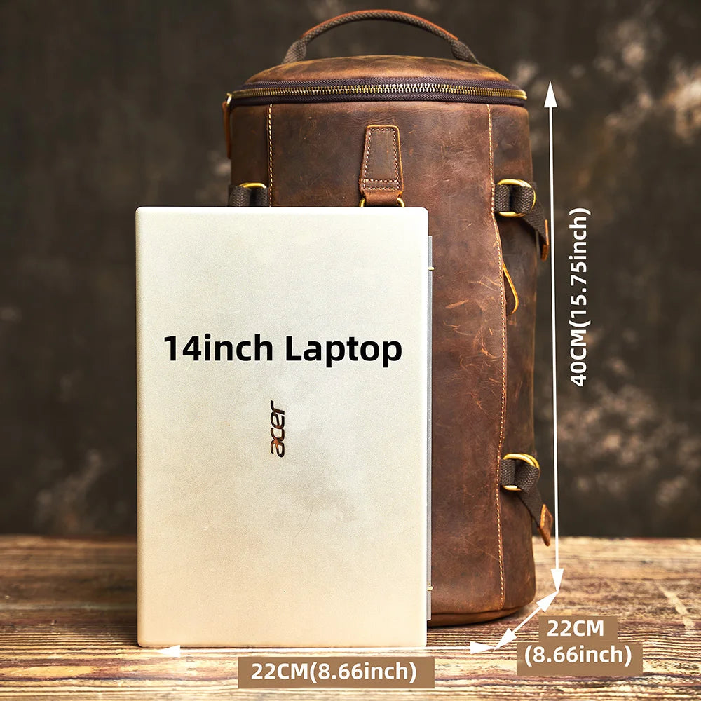 Travel Bag: Leather Vintage Coffee Duffle Bag