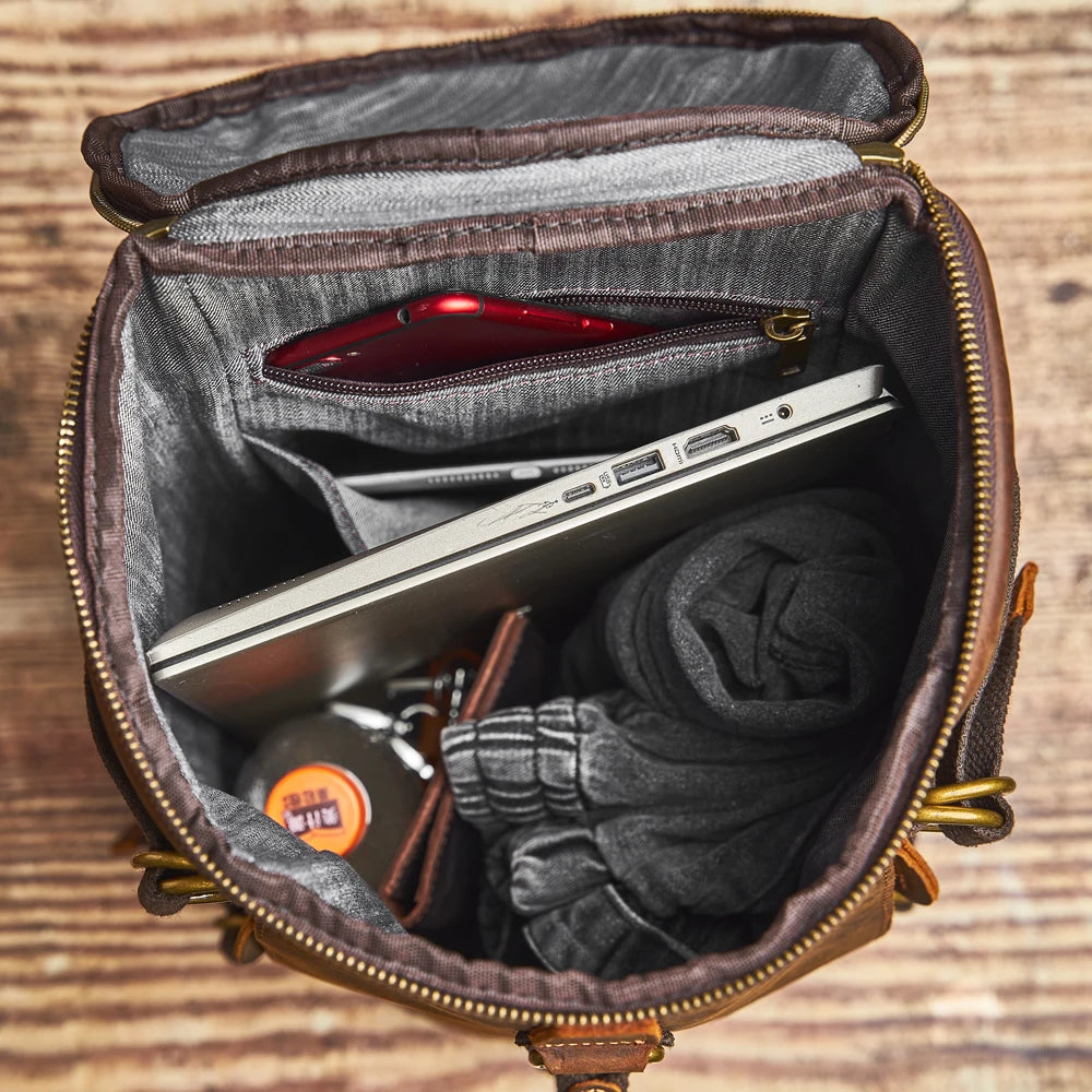 Travel Bag: Leather Vintage Coffee Duffle Bag