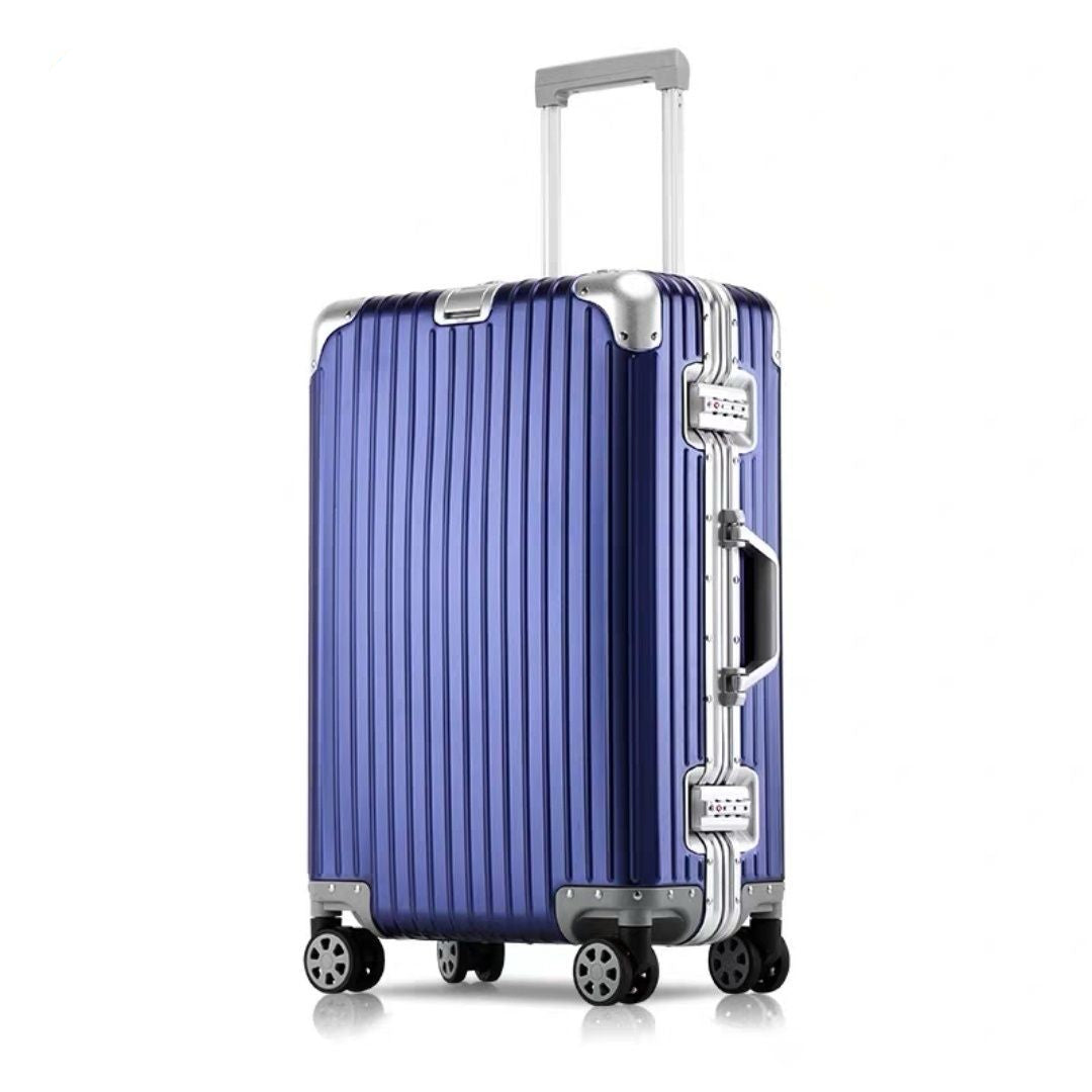 Blue suitcase with silver accents on a white background, featuring the brand 'Blue Silver'.