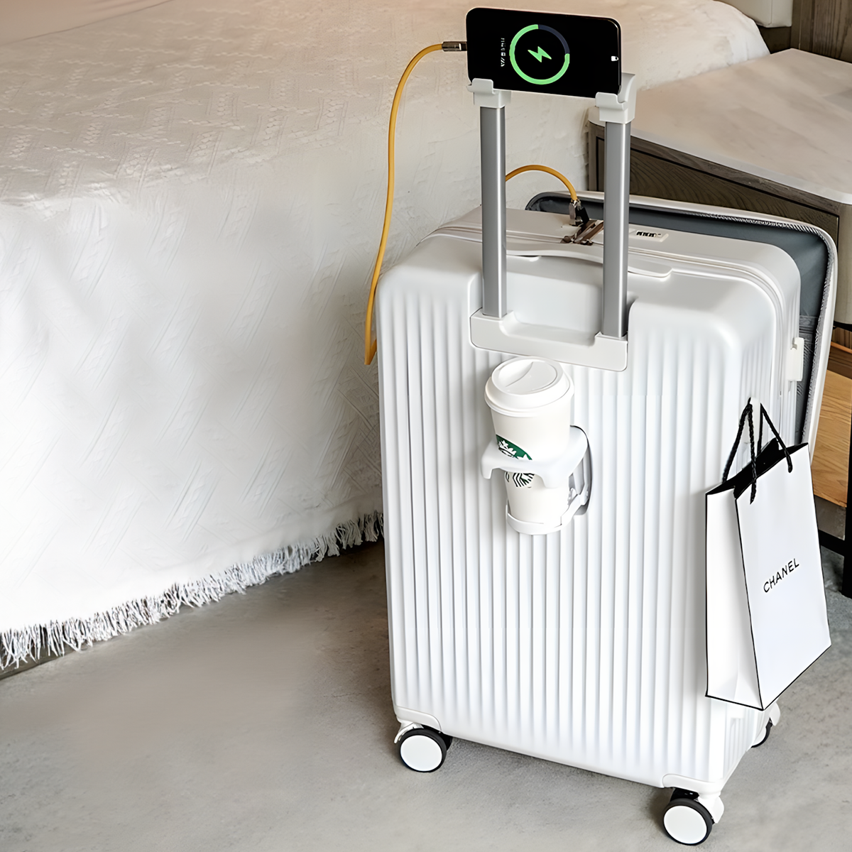 The Functional Polycarbonate Suitcase Off White